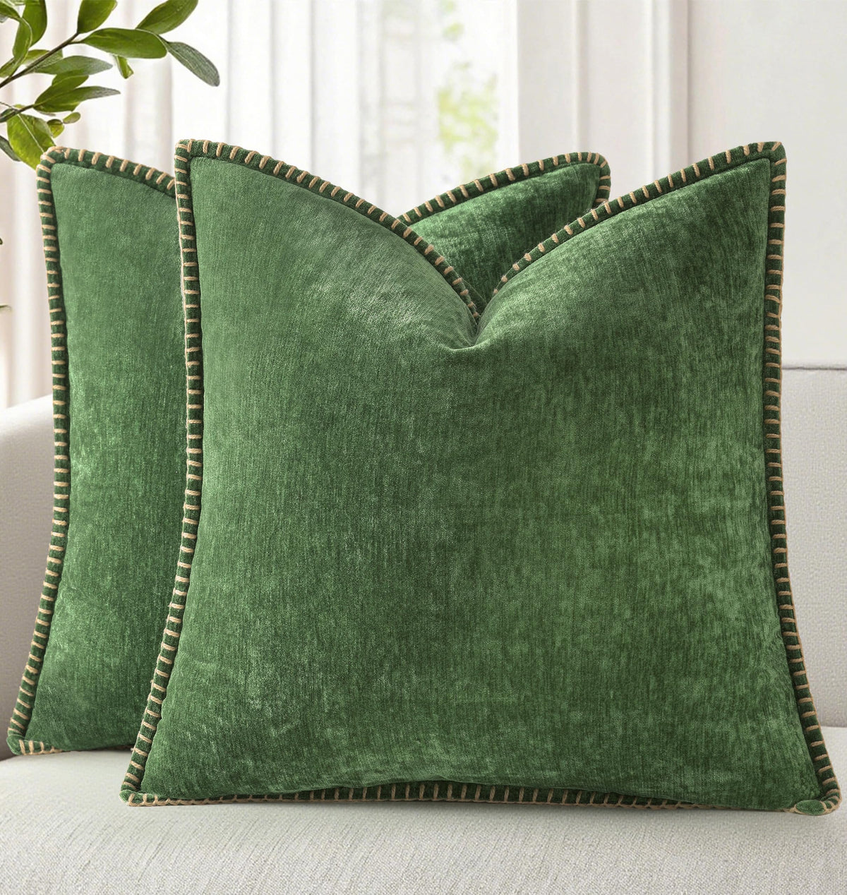 decorUhome housse de coussin vert forêt face avant, élégance et confort instantané