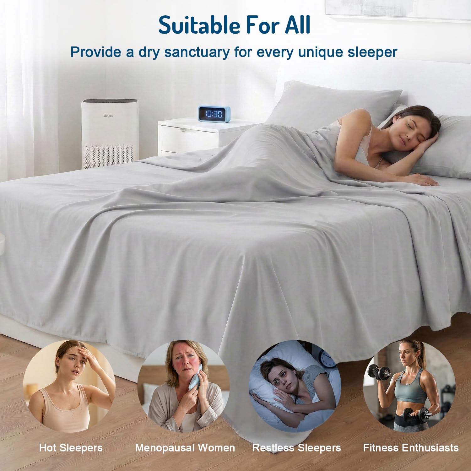 Degrees of Comfort draps en situation sur lit réglable montrant tenue sans glissement