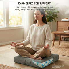Degrees of Comfort coussin en usage pour méditation garantissant confort