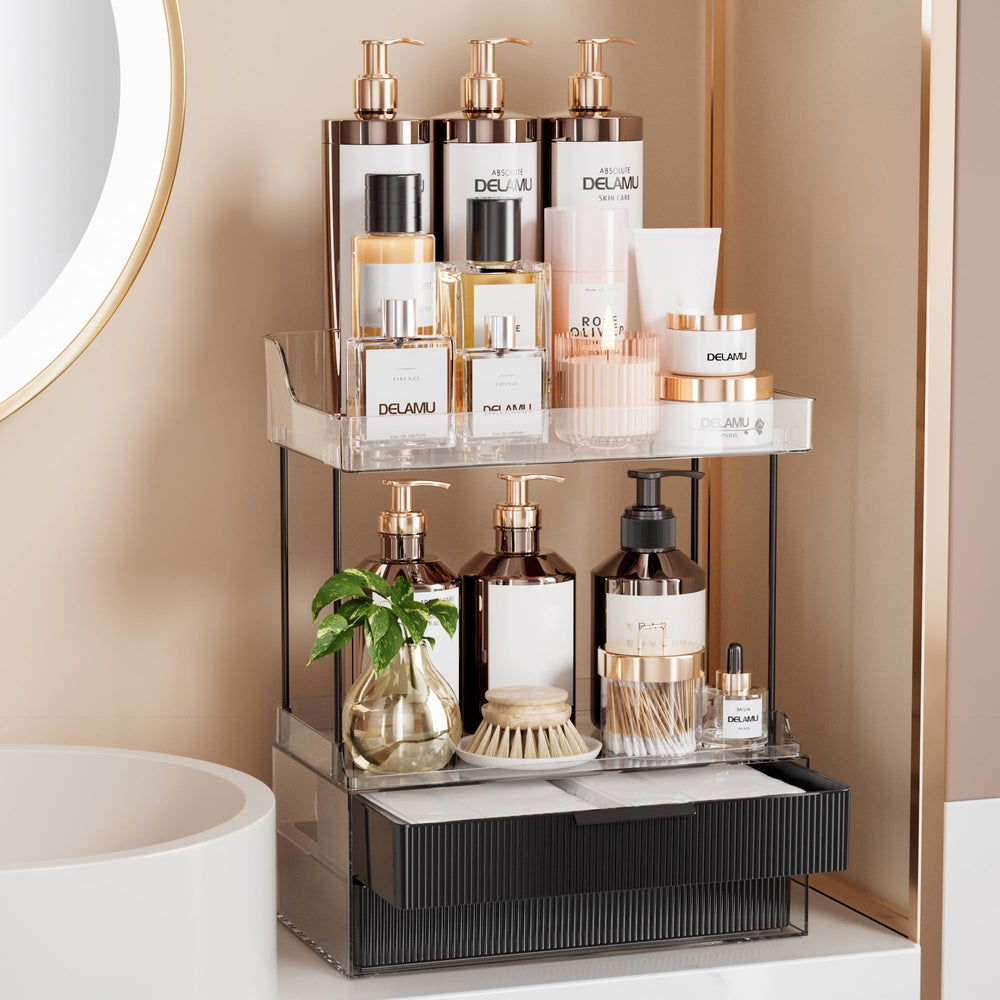 Delamu organiseur 4 étages face visible pour gain de place
