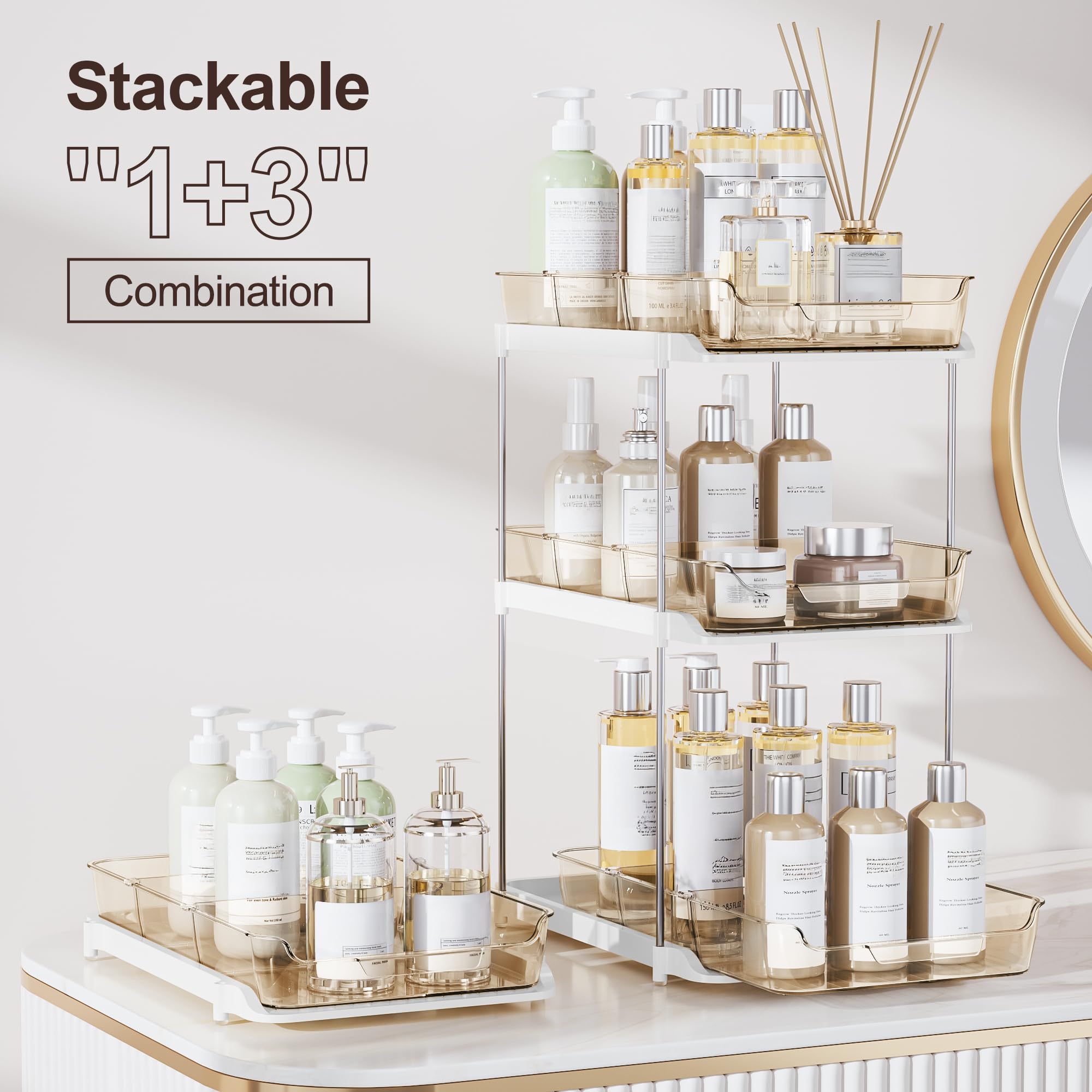 Delamu tiroirs tirés affichant rangement accessible pour cosmétiques et médicaments