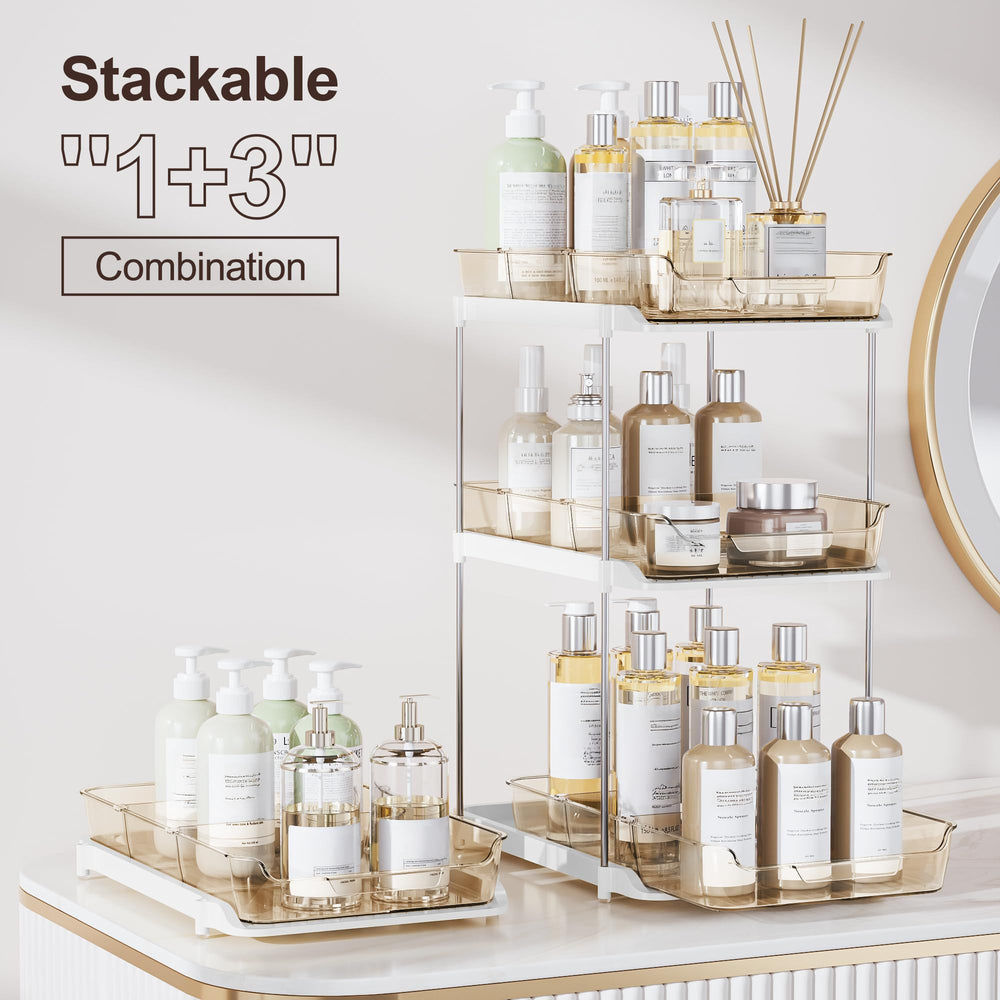 Delamu tiroirs tirés affichant rangement accessible pour cosmétiques et médicaments