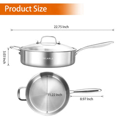 DELARLO intérieur poli 18/8 montrant surface lisse pour cuisson et nettoyage facile