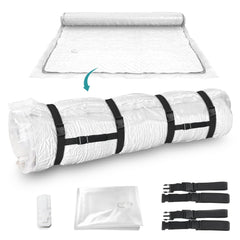 Demine housse matelas vue face montrant compression et gain de place
