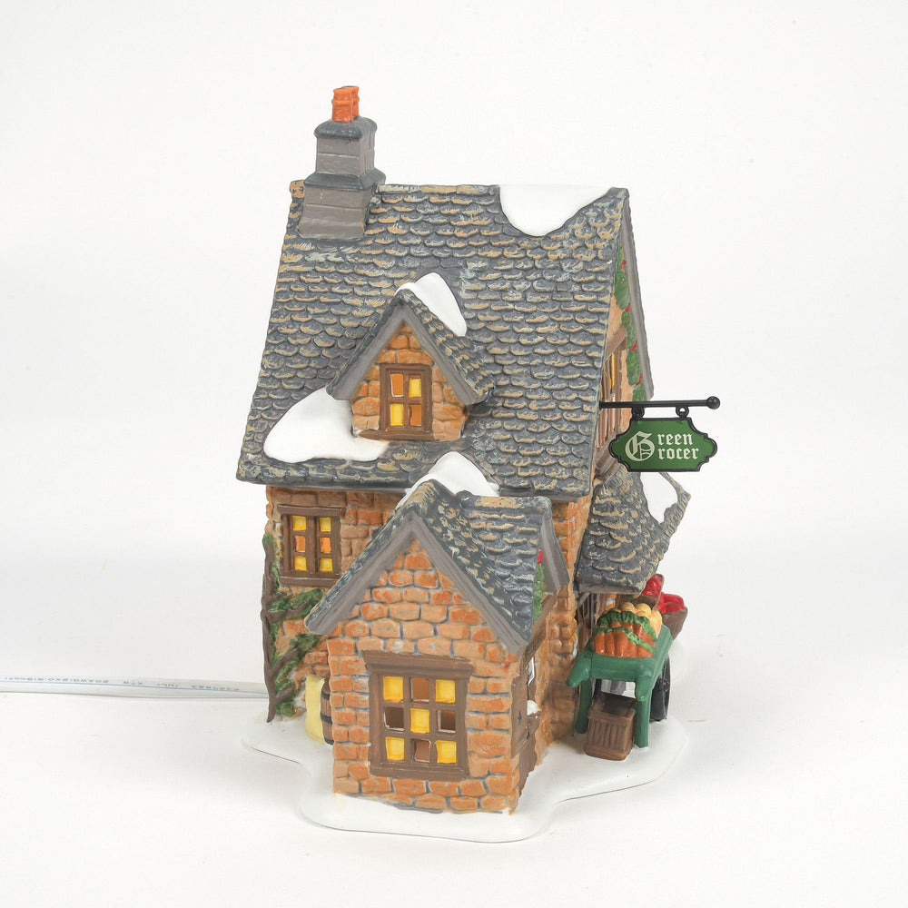 Department 56 gros plan texture pierre et volets offrant authenticité visuelle