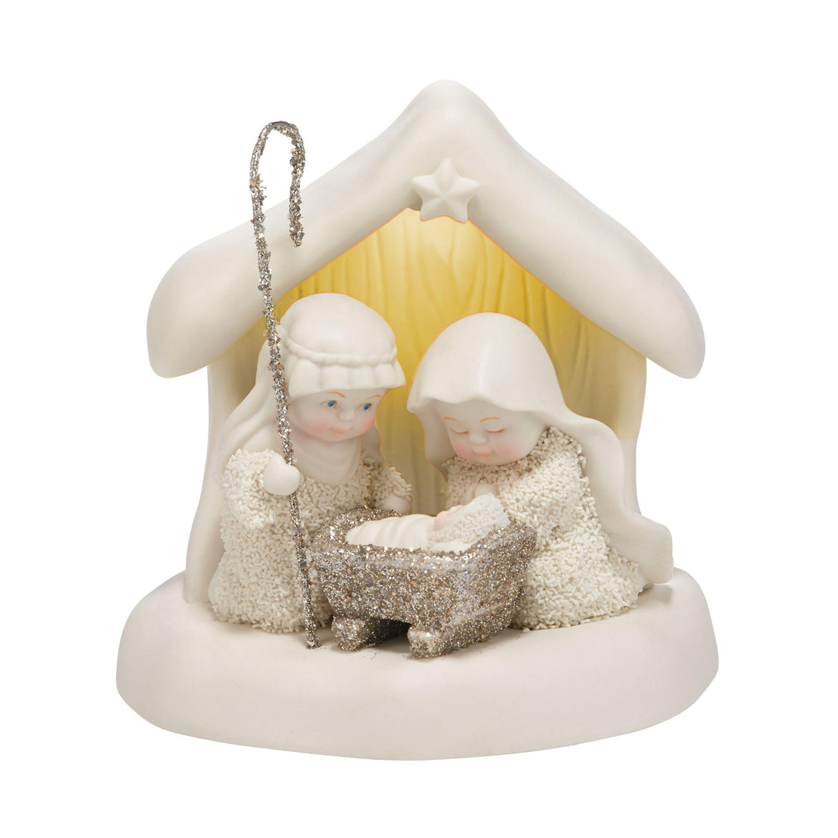 Department 56 figurine face montrant la scène de Nativité et détail élégant