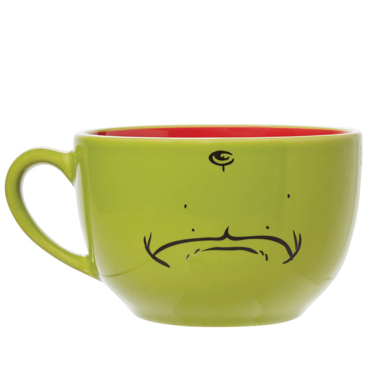 Department 56 gros plan de l'anse et motif Grinch, confort de préhension et design durable