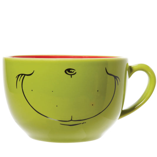 Department 56 tasse Grinch vue de face montrant le sourire, ajoute une touche festive