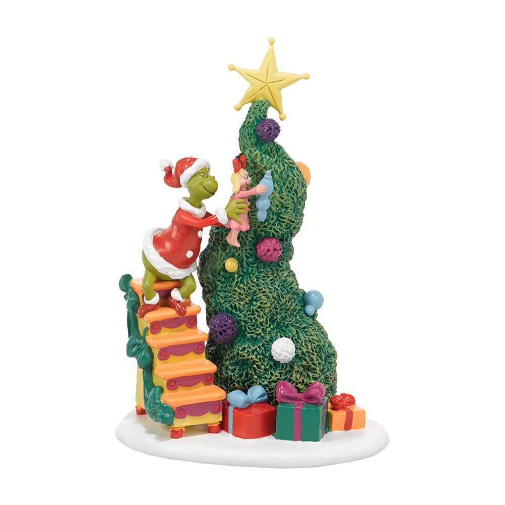 Department 56 vue avant de la figurine Grinch et Cindy Lou montrant le caractère et l'échelle