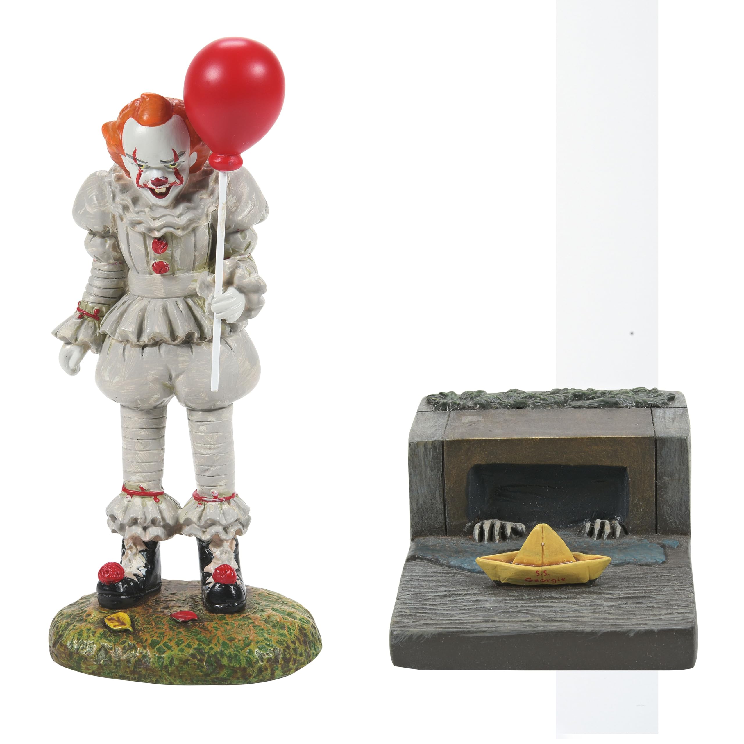 Department 56 Pennywise devant emballage, présence détaillée et finition soignée