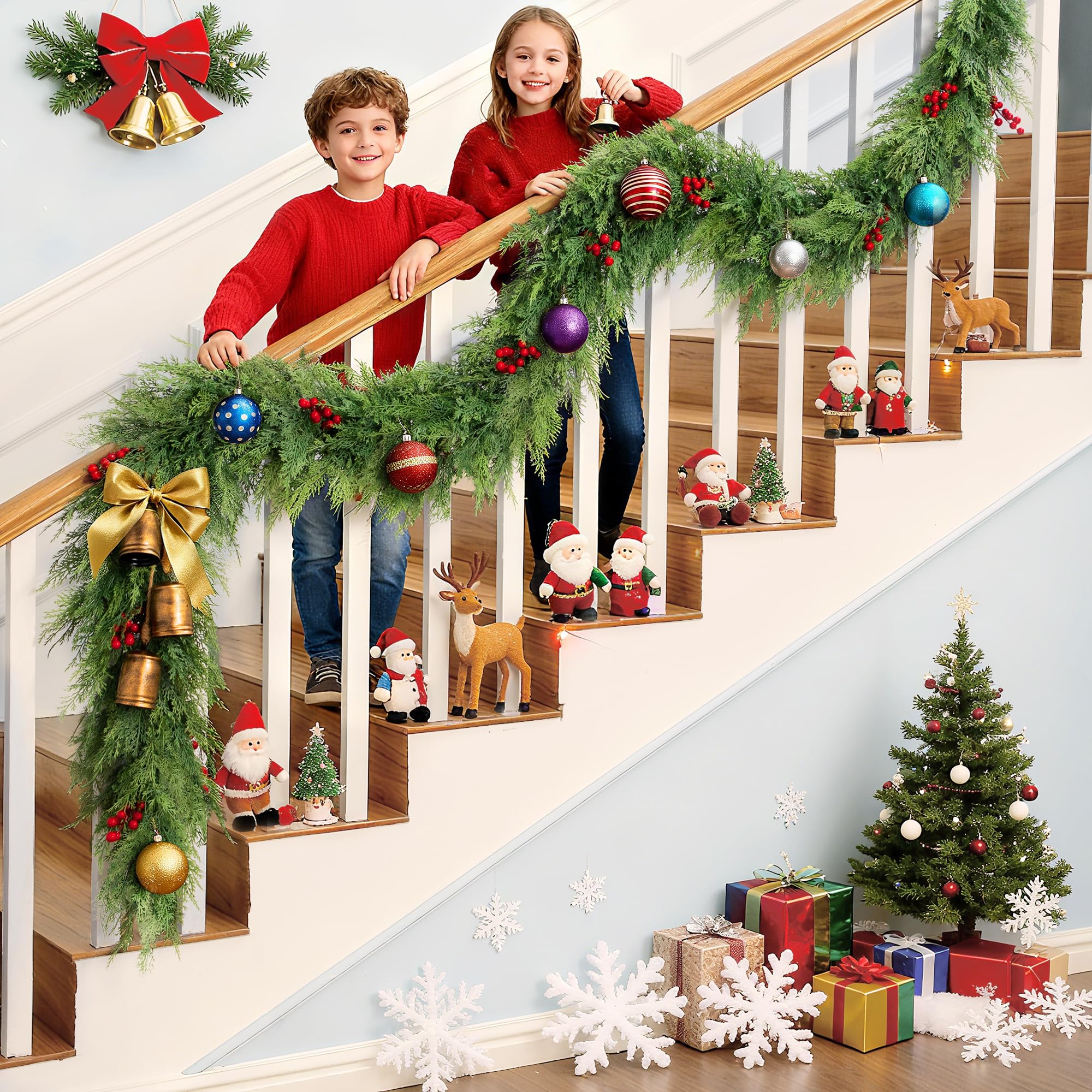 DEPMEM guirlande drapée sur rampe d'escalier pour décoration durable