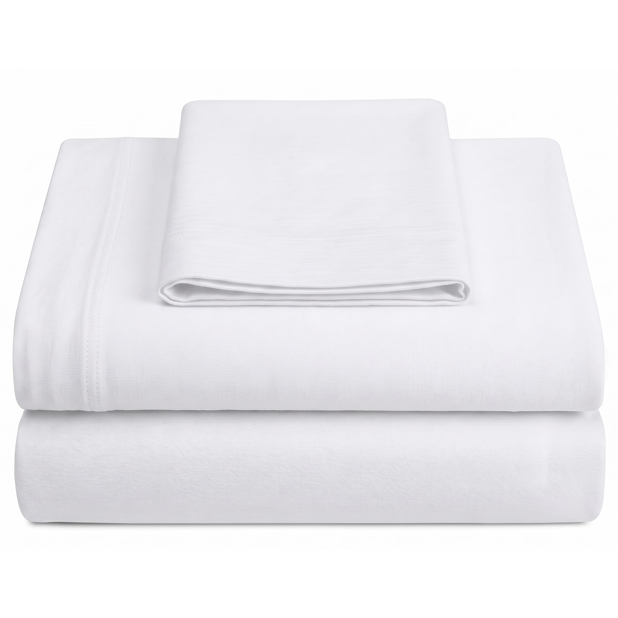 DESTINY CRESCENT BEDDING face avant de la parure blanc, montre l'emballage et le contenu