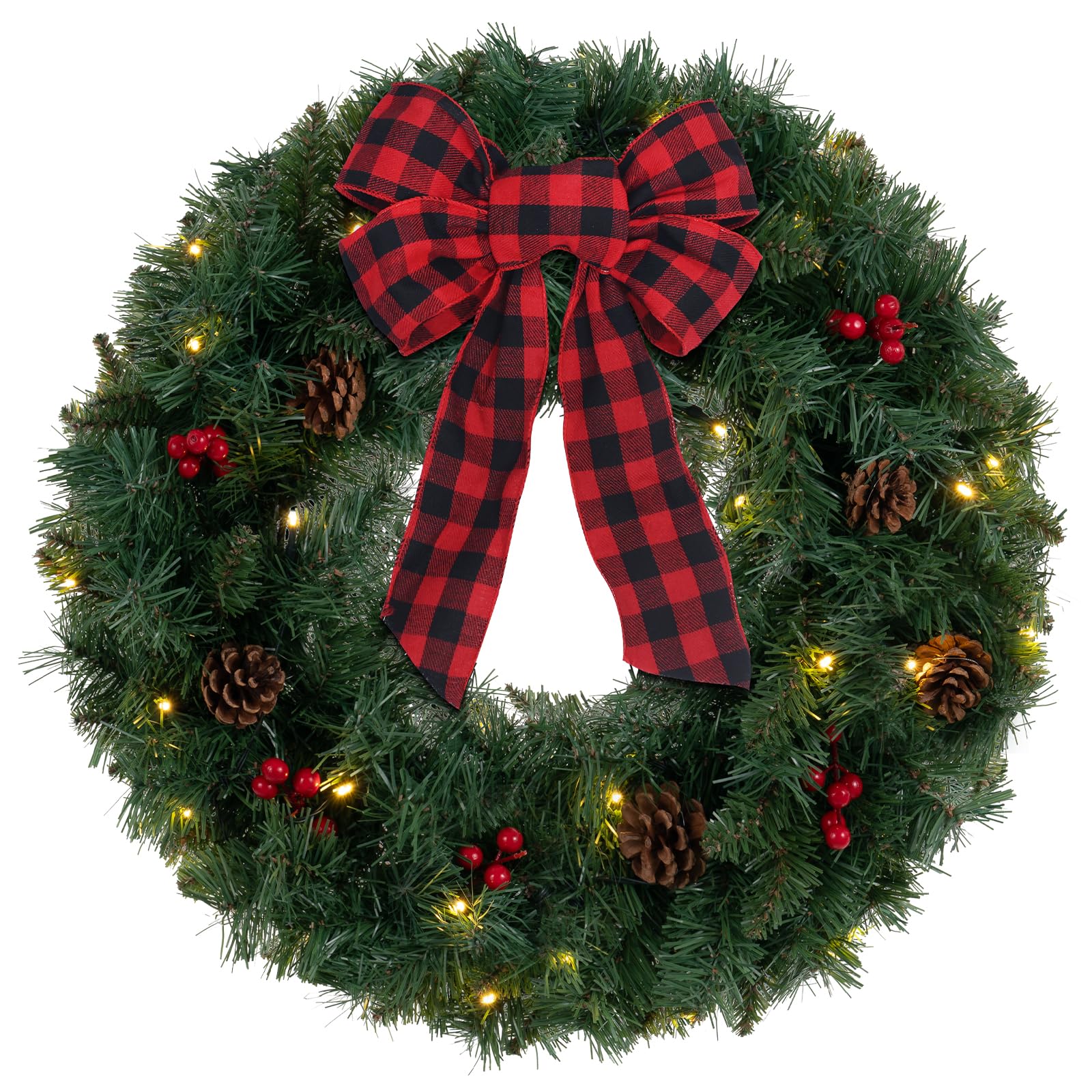 DEWBIN couronne de porte vue frontale avec décoration festive et impact visuel