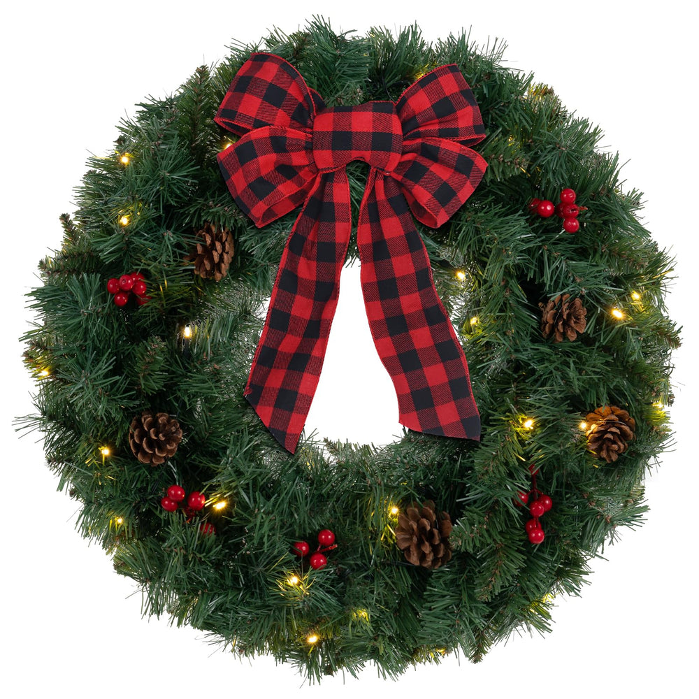 DEWBIN couronne de porte vue frontale avec décoration festive et impact visuel