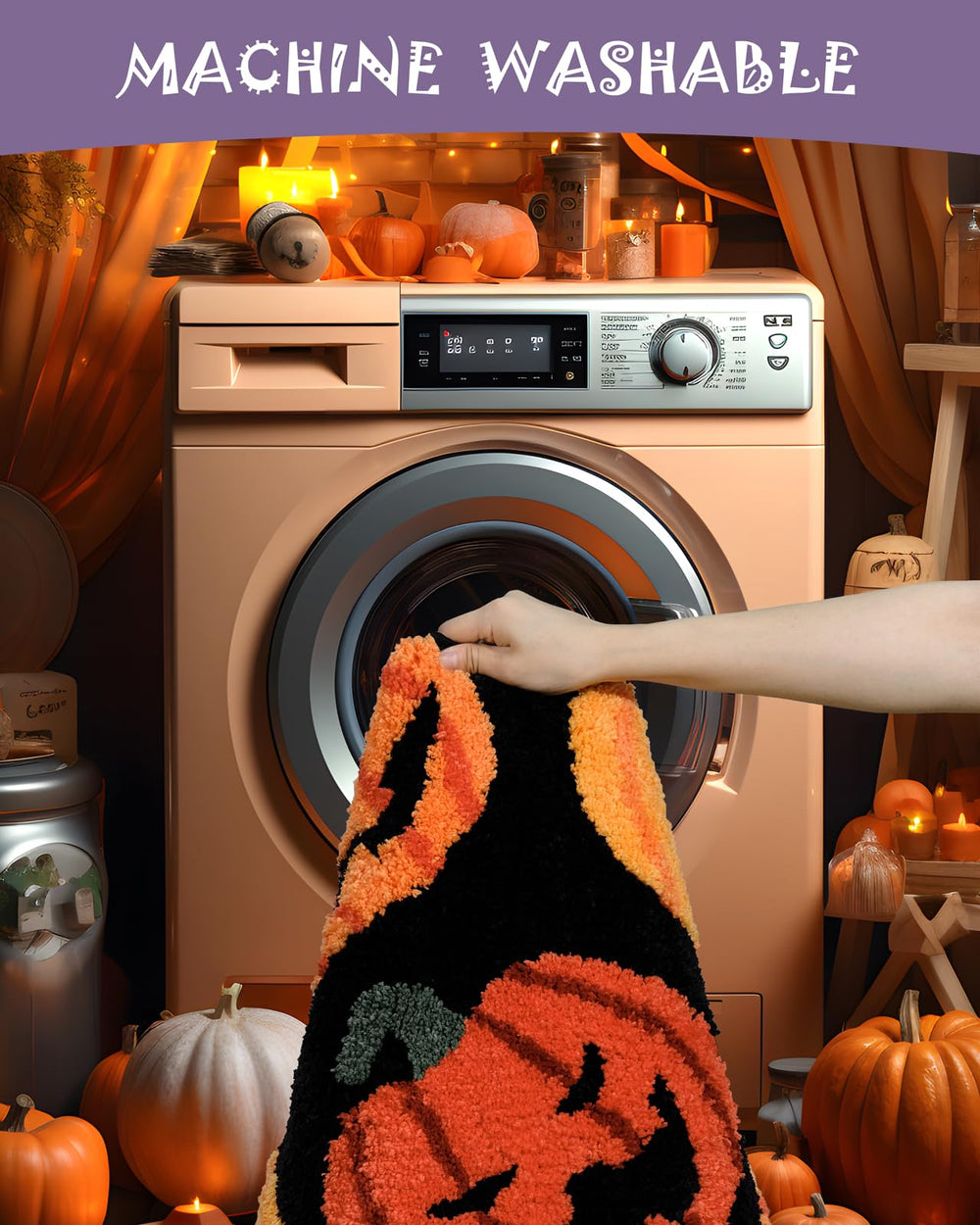DEXDE tapis dans décor automnal montrant intégration facile avec accessoires de saison