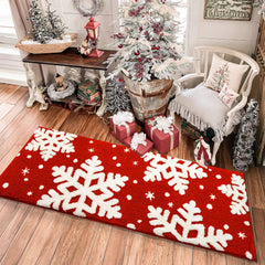 DEXDE tapis de Noël face avant rouge, décor festif et confort instantané
