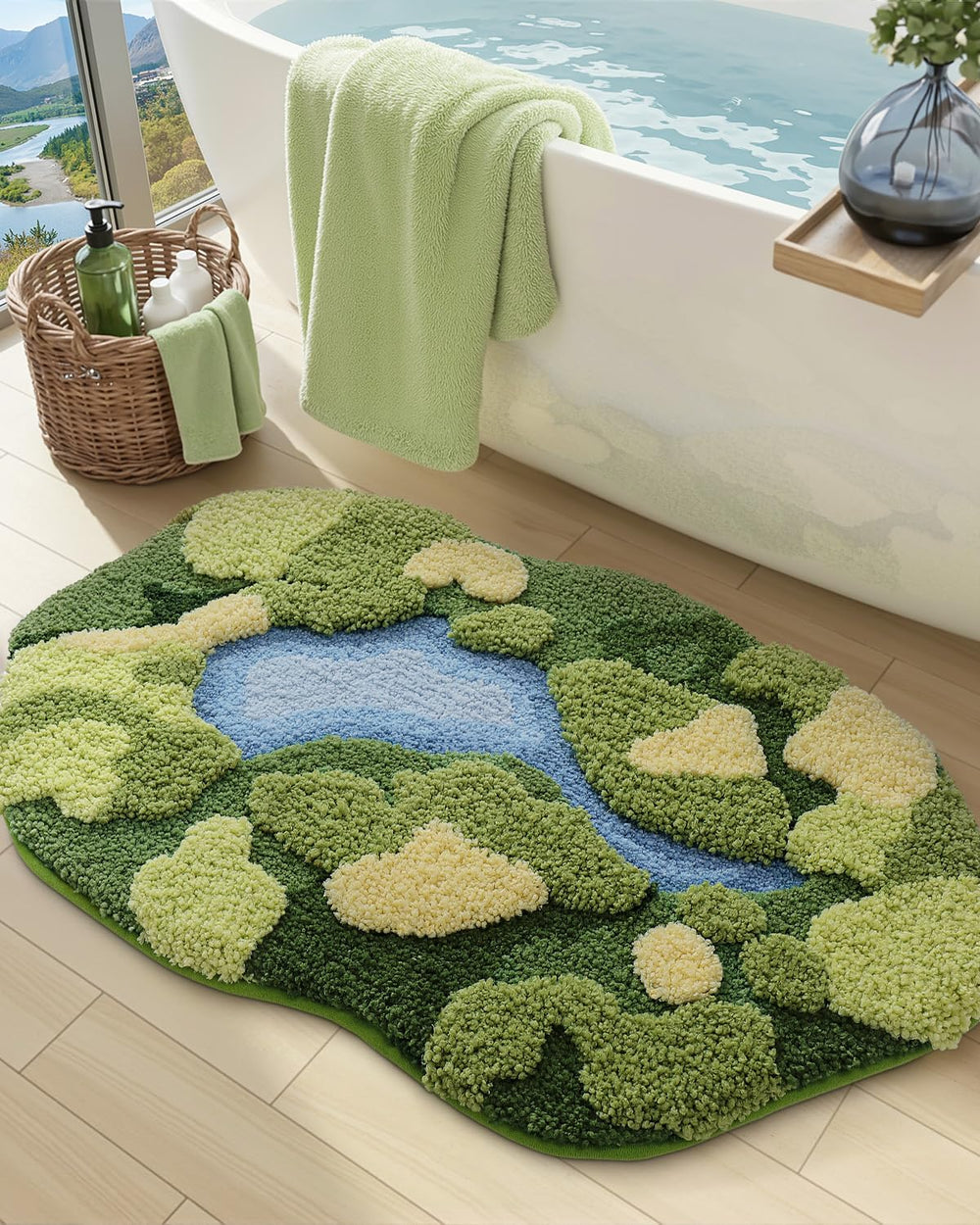 DEXI tapis de bain face avant vert apportant confort immédiat