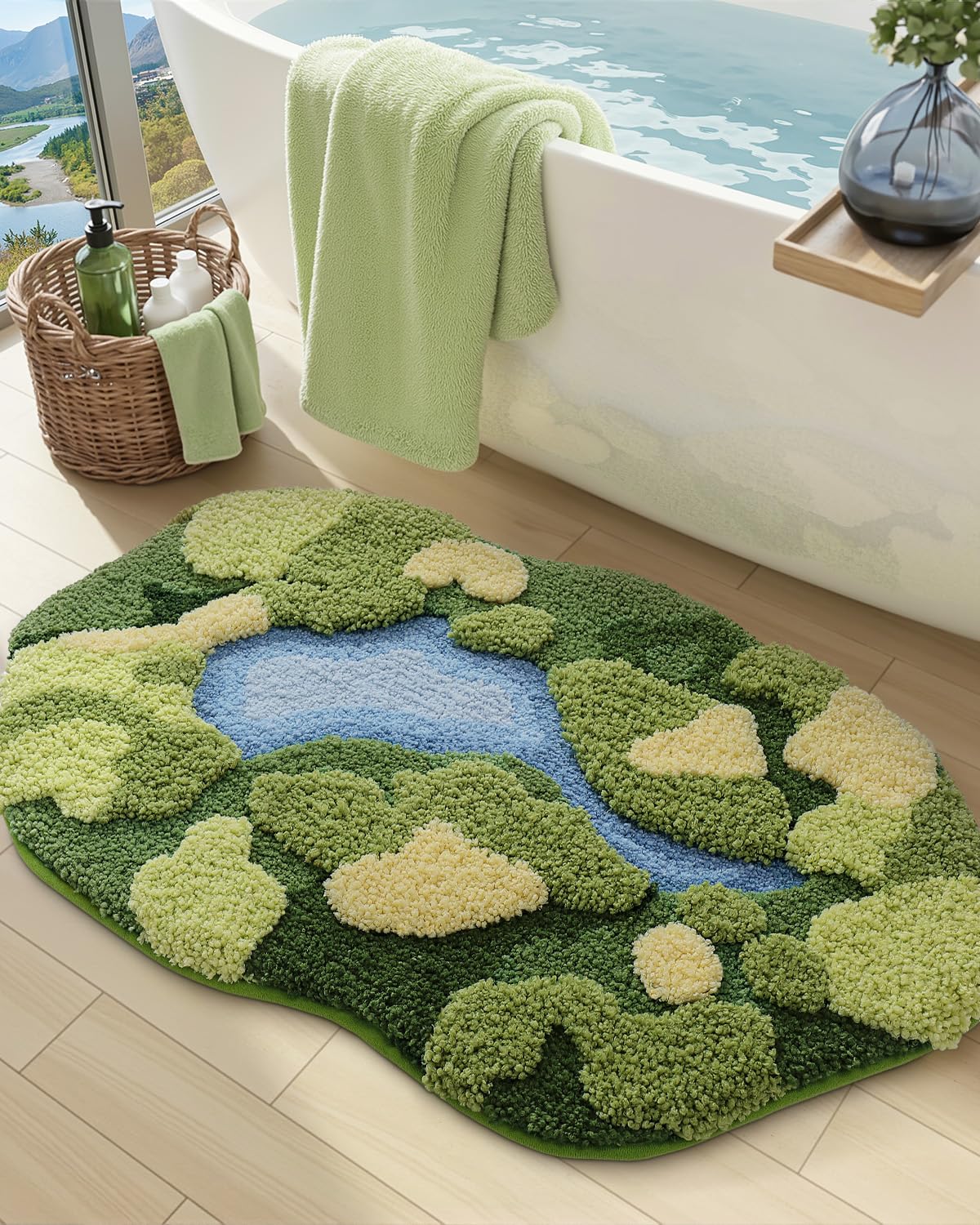 DEXI tapis de bain face avant vert apportant confort immédiat