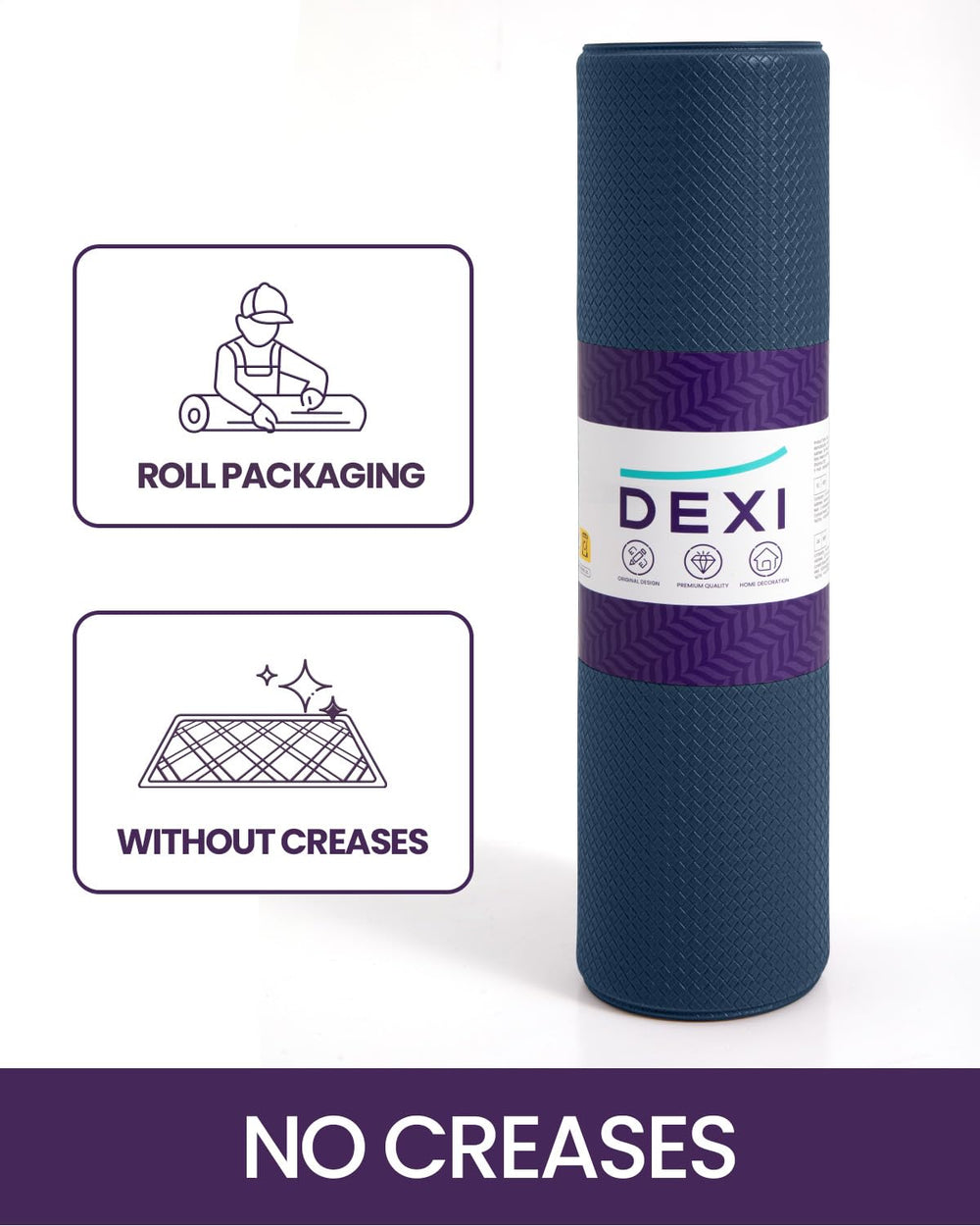 DEXI emballage et étiquette montrant dimensions et marque