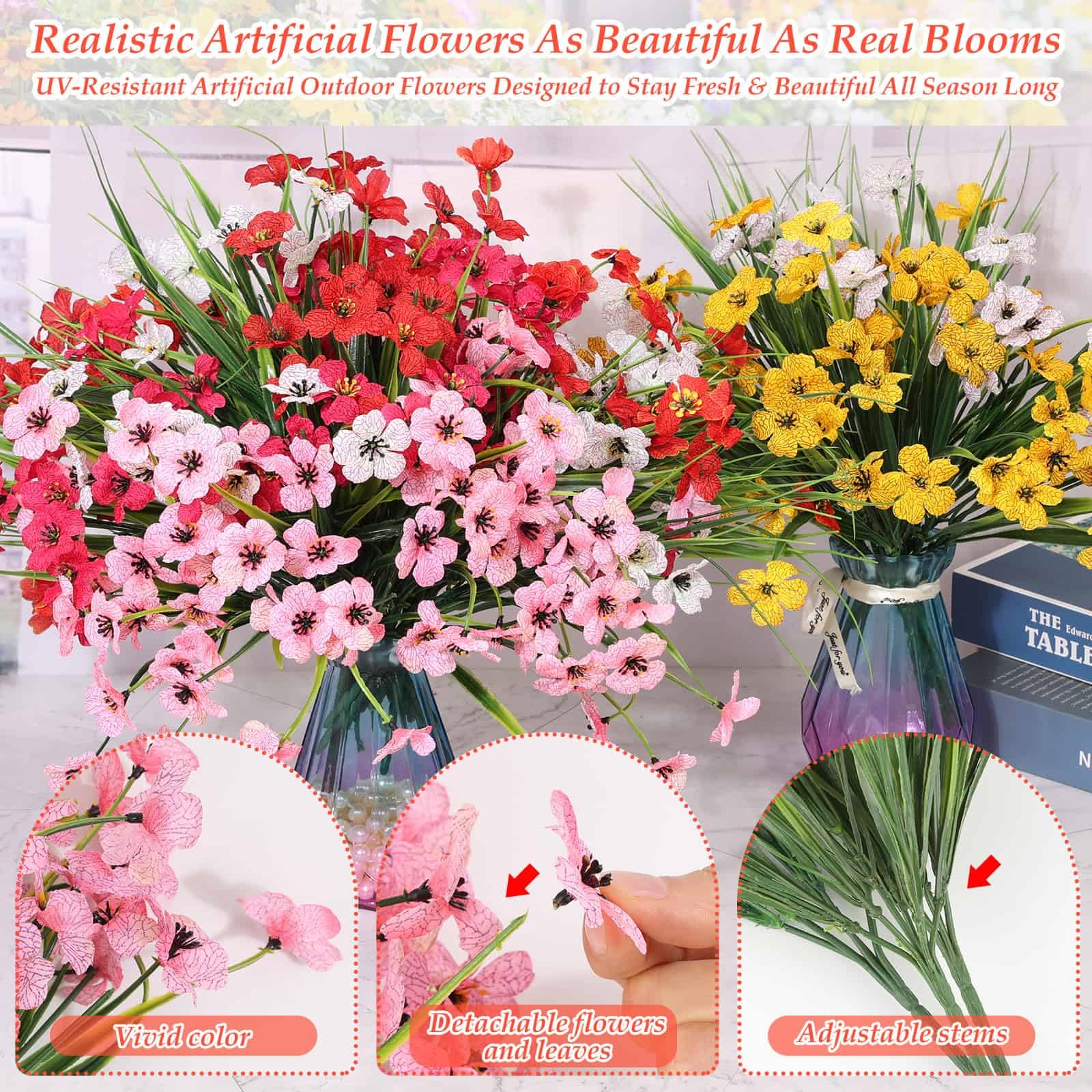 Dexpinzo composition florale sur table intérieure apportant style et ambiance sans arrosage