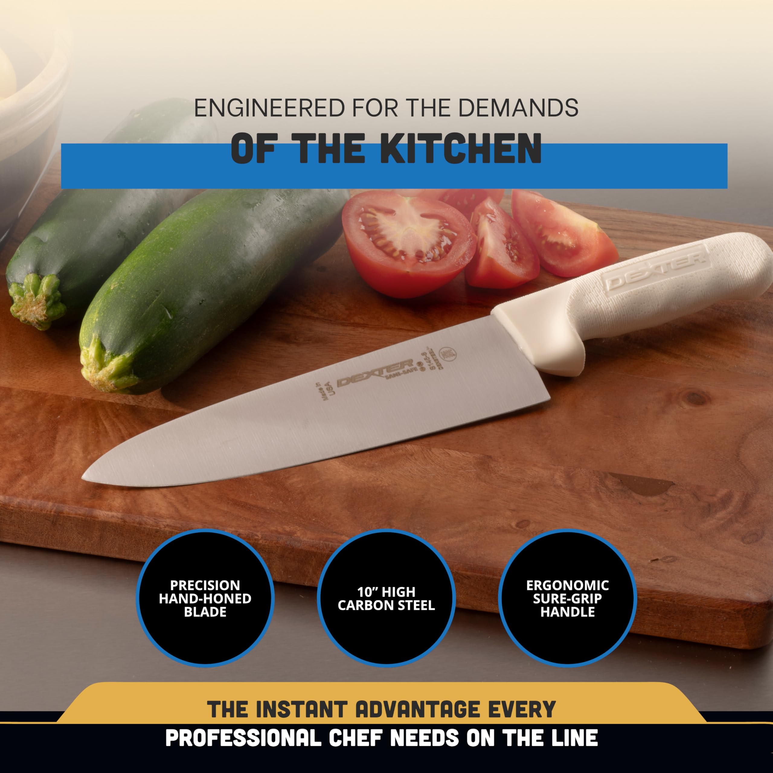 Dexter couteau en usage découpant légumes pour efficacité en cuisine