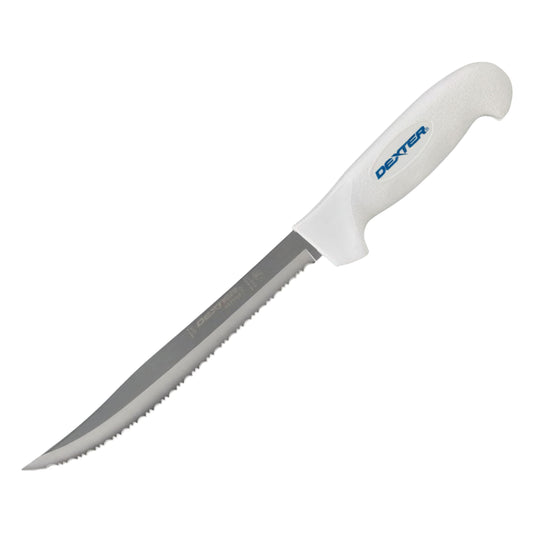 Dexter Outdoors vue avant du couteau blanc, praticité de repérage