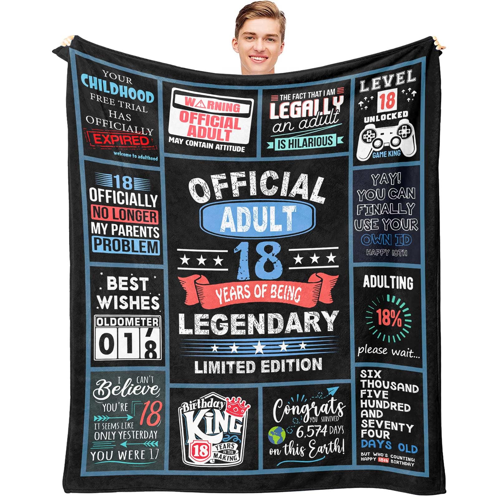 Dfaqehk plaid face avant avec motif 18 et console, cadeau marquant