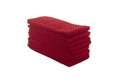 DG Collections torchon devant rouge montrant l'ourlet et l'aspect absorbant