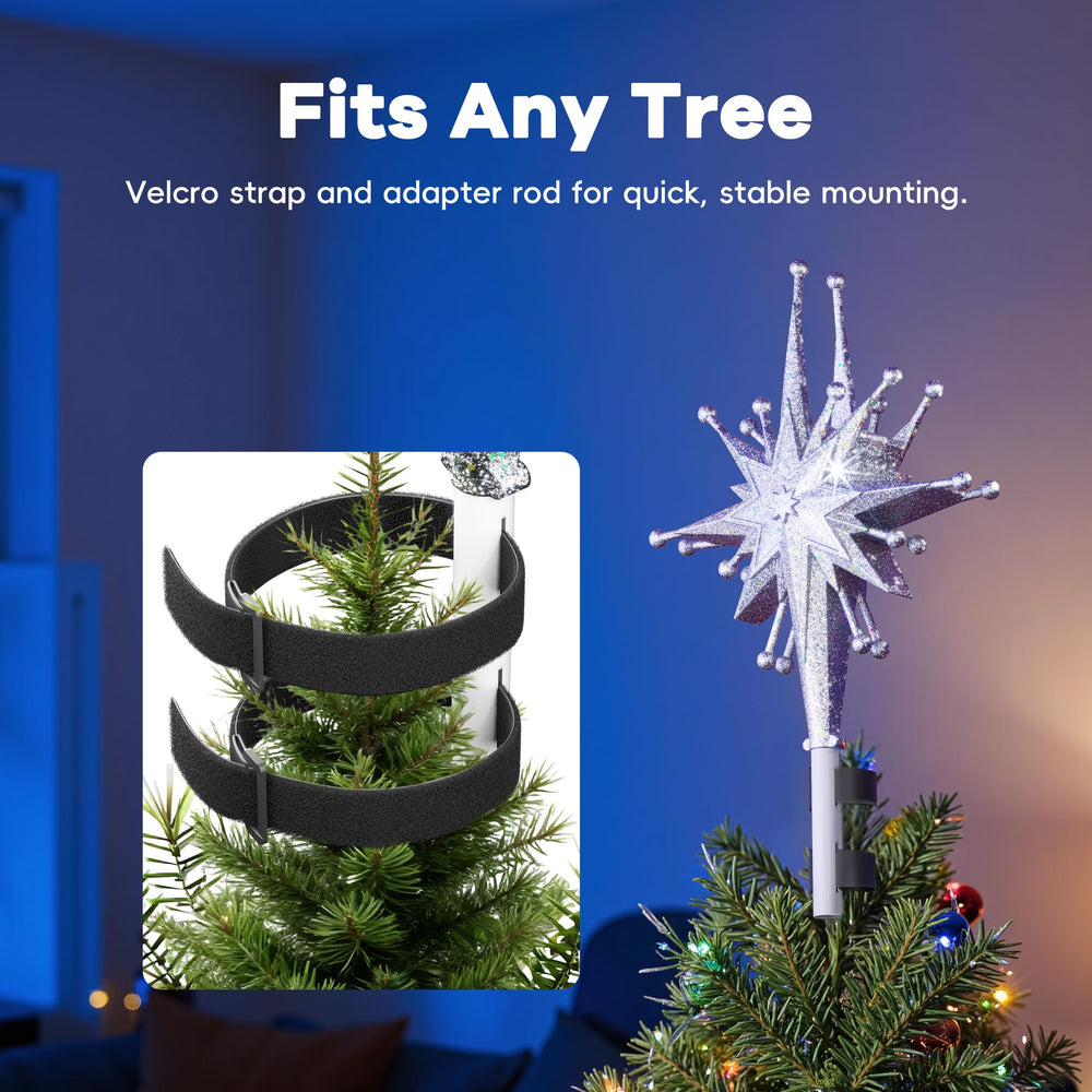 DG-Direct topper posé sur un sapin 9ft illustrant proportions adaptées