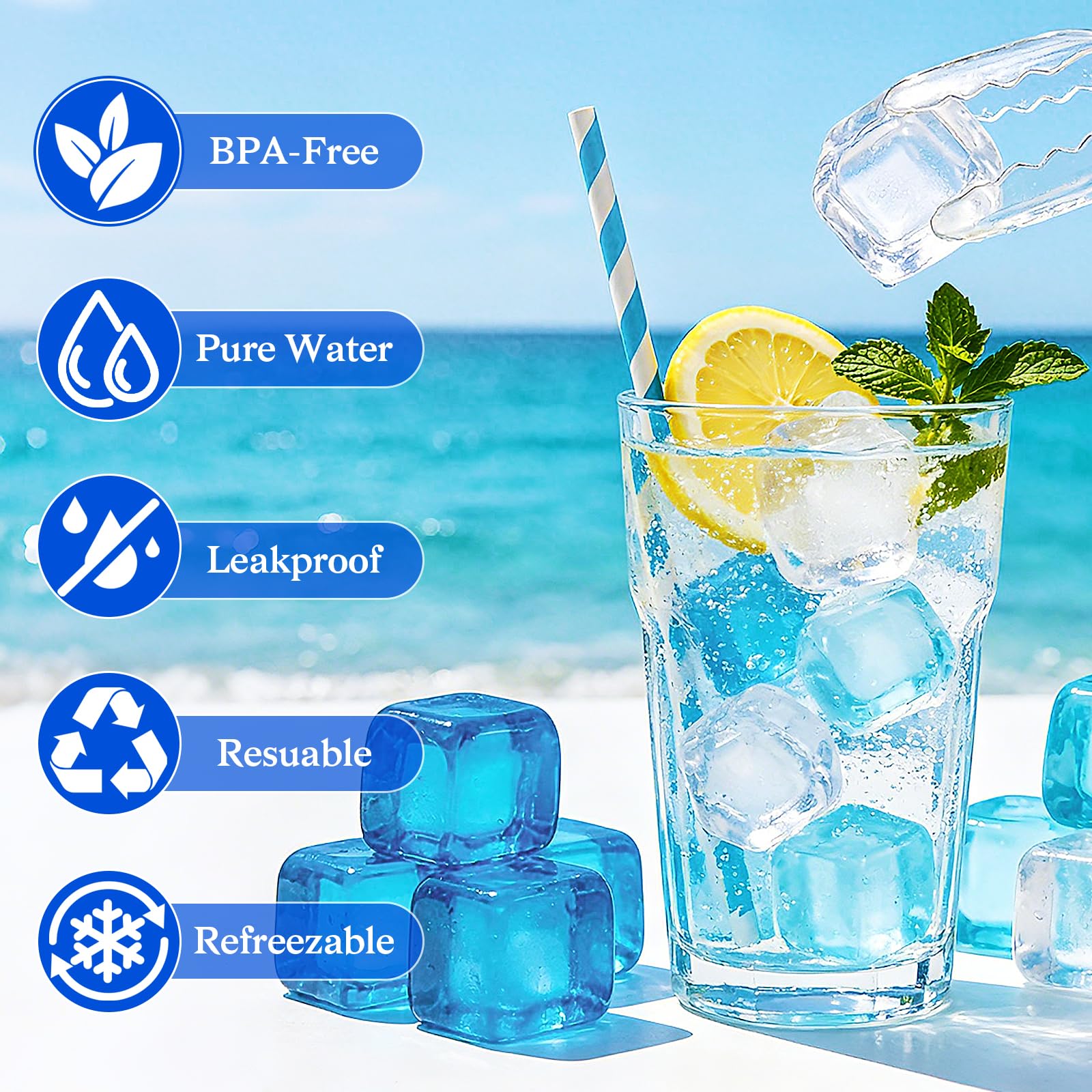 Glacière remplie de cubes DGB gardant boissons froides pendant heures