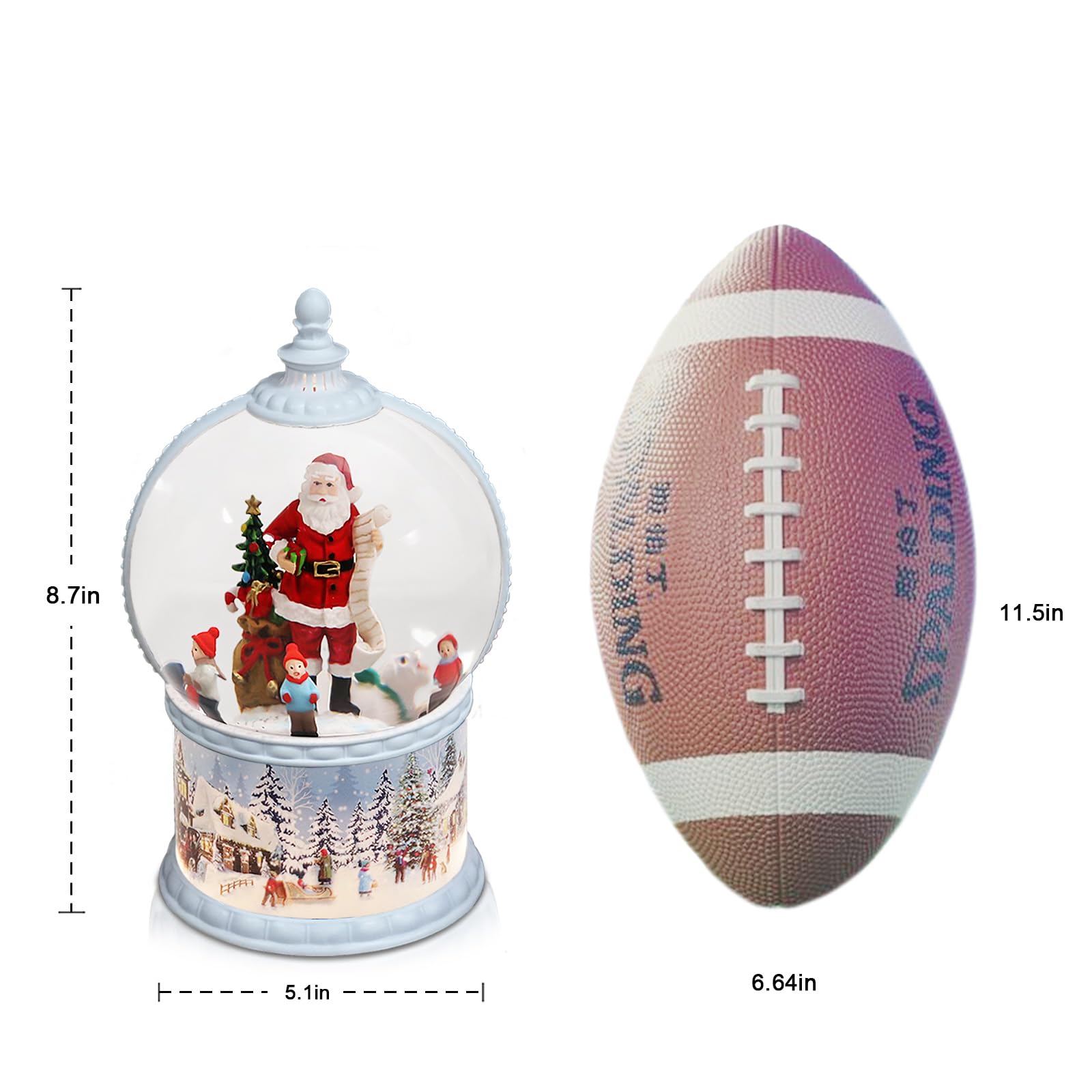 DGSCAK gros plan Père Noël dans le globe avec détails soignés