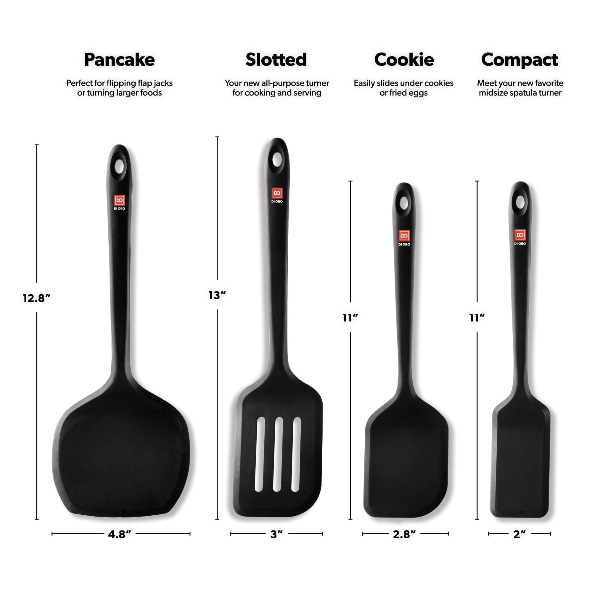 DI ORO spatule en usage retournant une crêpe avec protection des surfaces