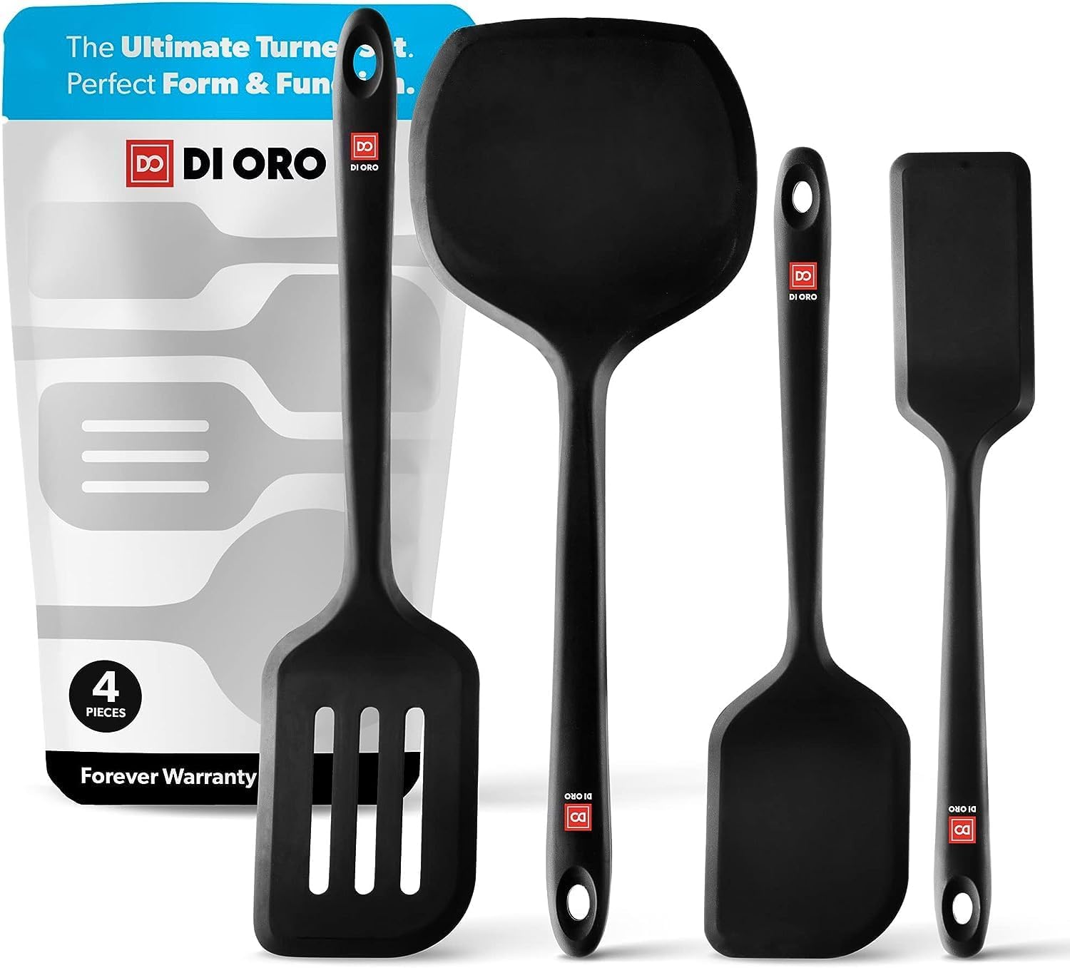 DI ORO ensemble de 4 spatules devant montrant design élégant et durabilité