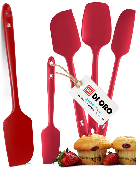 di Oro Living ensemble 5 pièces en présentation frontale montrant toutes les spatules et organisation pratique