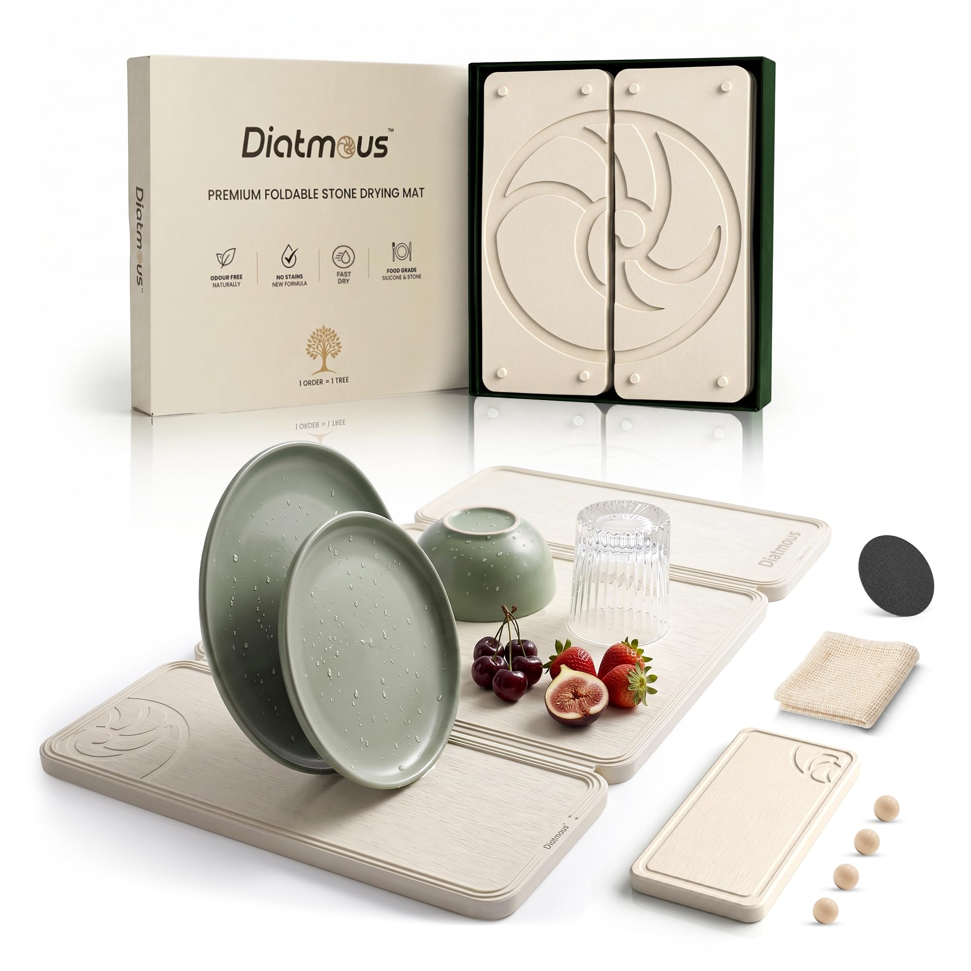 Diatmous face avant tapis séchage montrant design et absorption