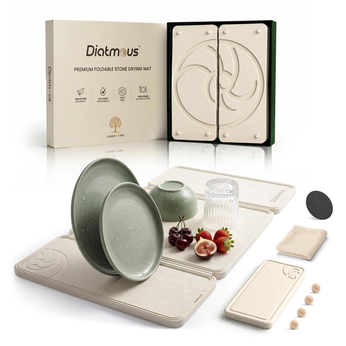 Diatmous face avant tapis séchage montrant design et absorption
