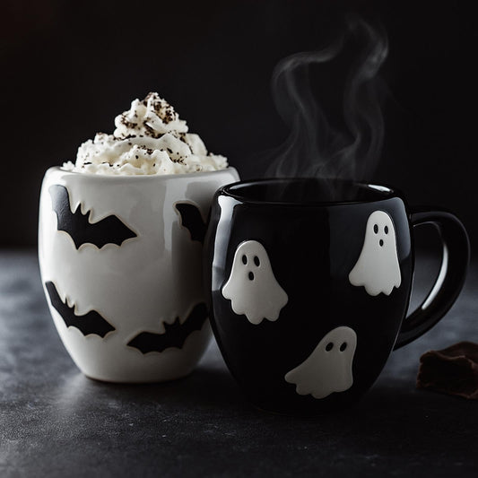 Didaey mug face avant montrant le motif fantôme et son charme décoratif