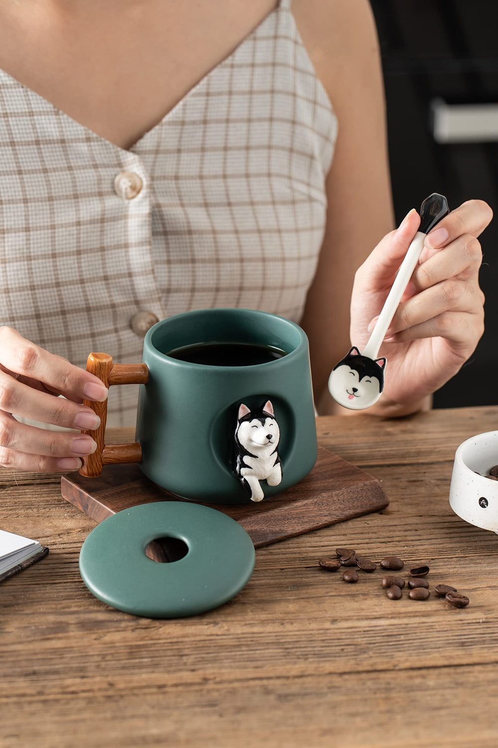 DIHOclub ensemble tasse couvercle cuillère, joli set