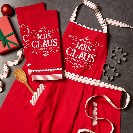DII torchon Mrs. Claus gros plan sur texture coton absorbant et durable