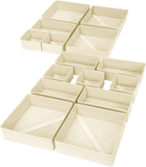 DIMJ boîte face avant beige montrant rangement organisé et gain de place