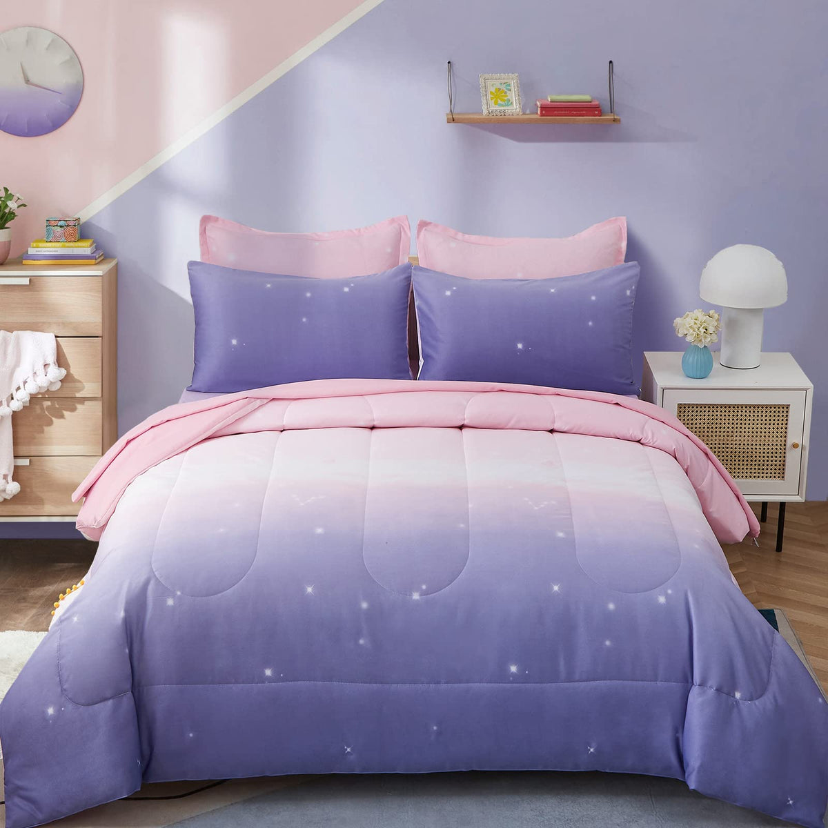 Dinjoy parure face avant montrant couleurs ombrées pour une chambre moderne