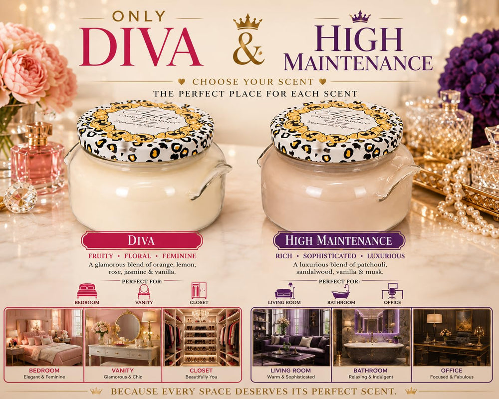 Diva & High Maintenance double mèche illustrant combustion homogène et longue durée