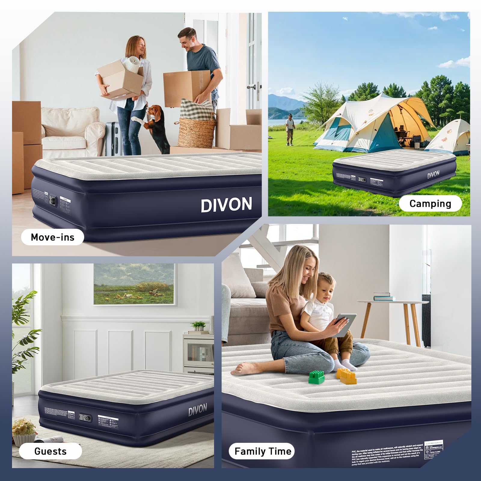 DIVON matelas utilisé en camping, confort durable en plein air