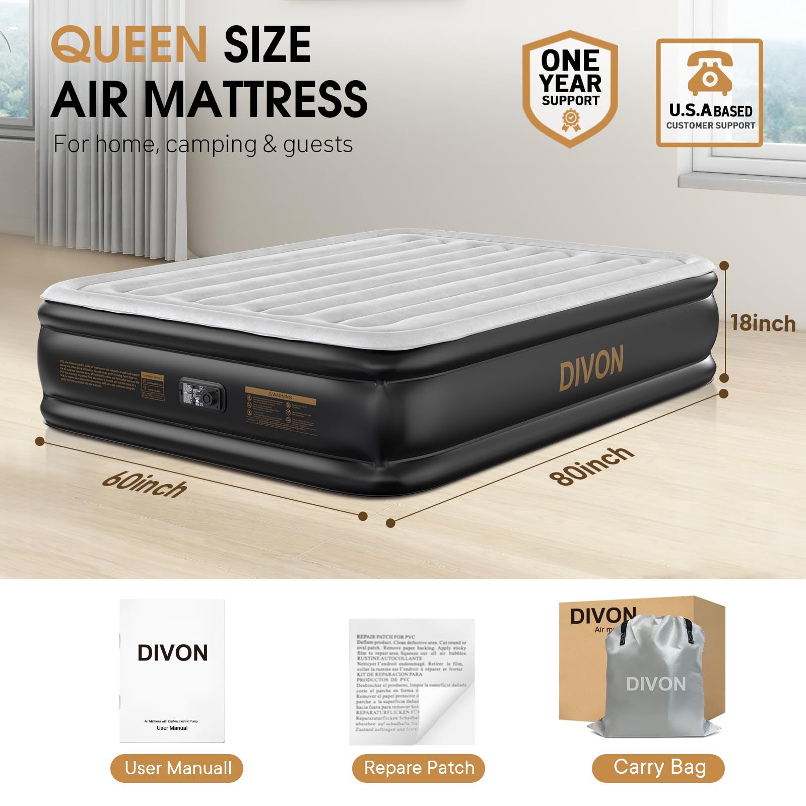 DIVON matelas en usage dans chambre d'invité offrant confort et présentation soignée