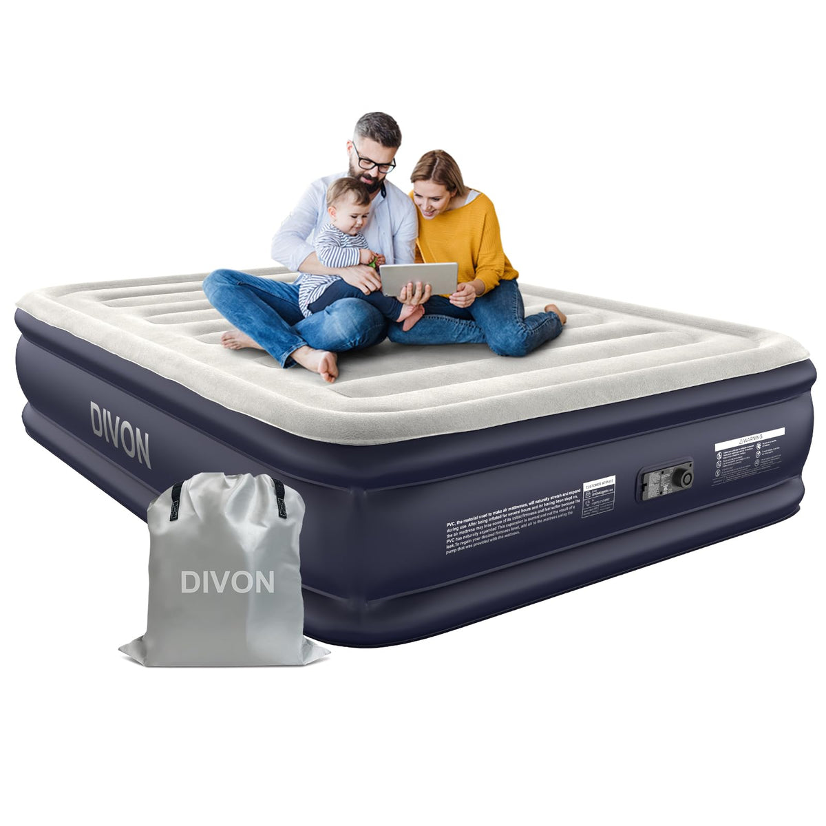 DIVON matelas face avant packaging montrant confort et portabilité