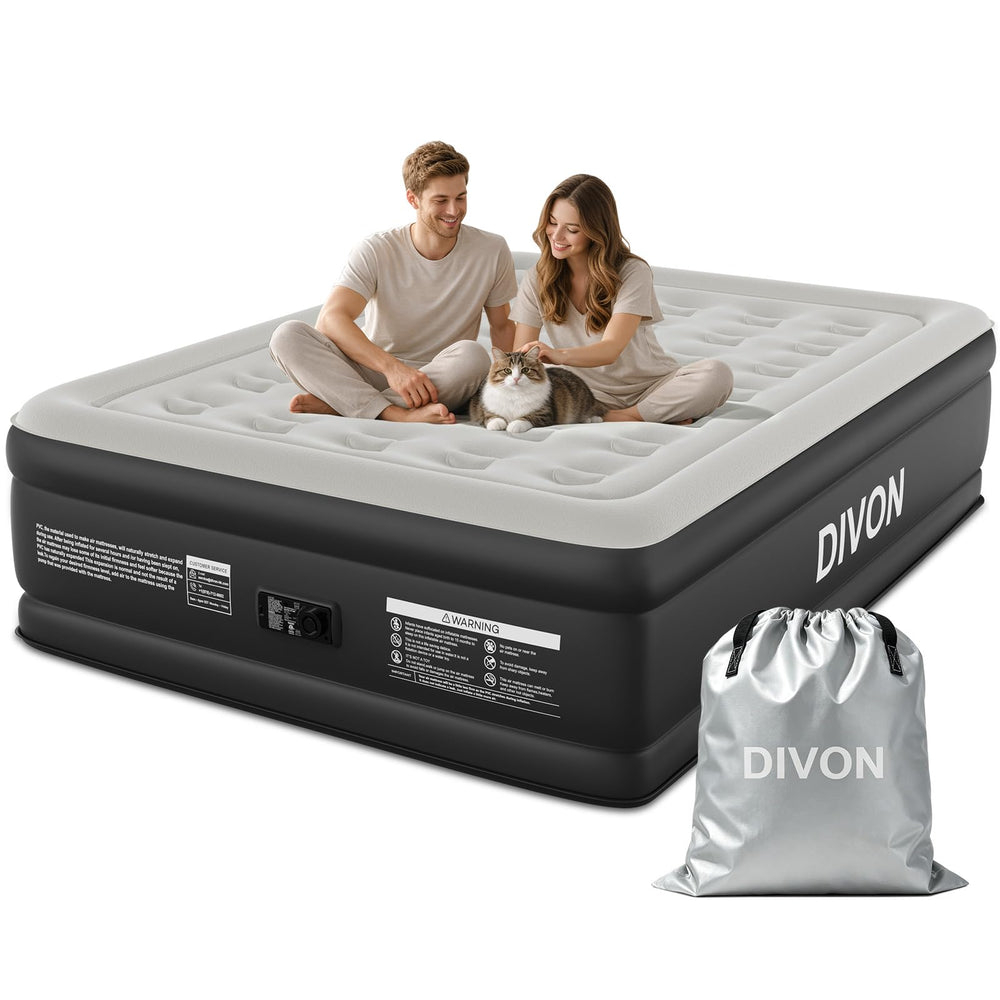 DIVON face avant du matelas dans son emballage montrant design et dimensions pratiques