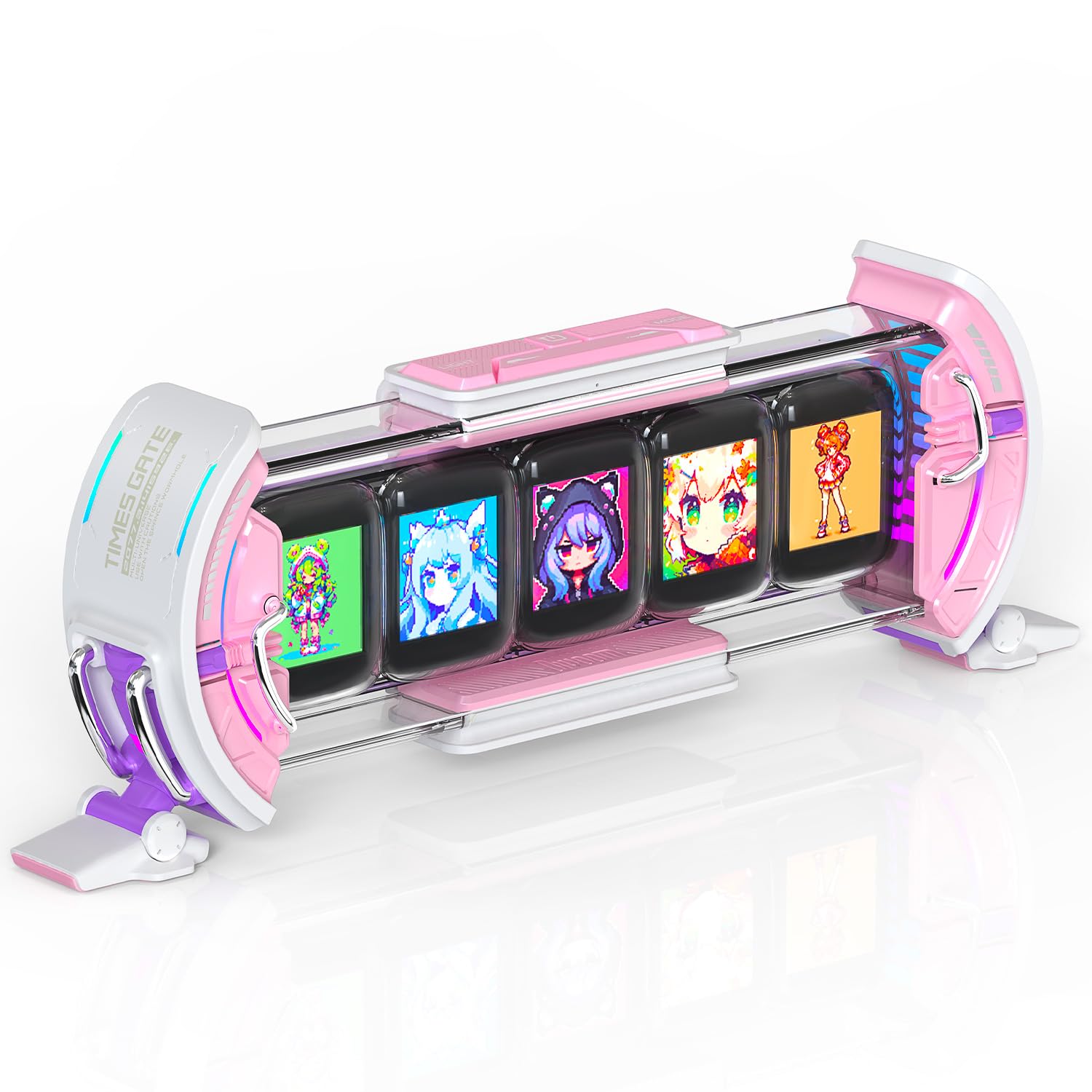 Divoom Times Gate face avant montrant horloge et animations, apporte style gamer