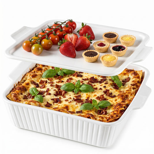 Dizada plat carré face montrant design élégant et cuisson homogène