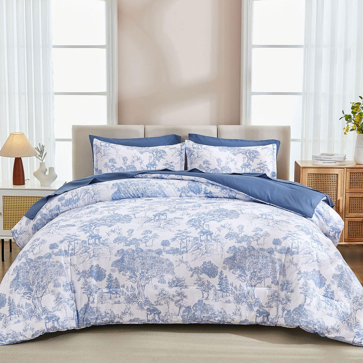 DJY parure queen vue face montrant design botanique et confort