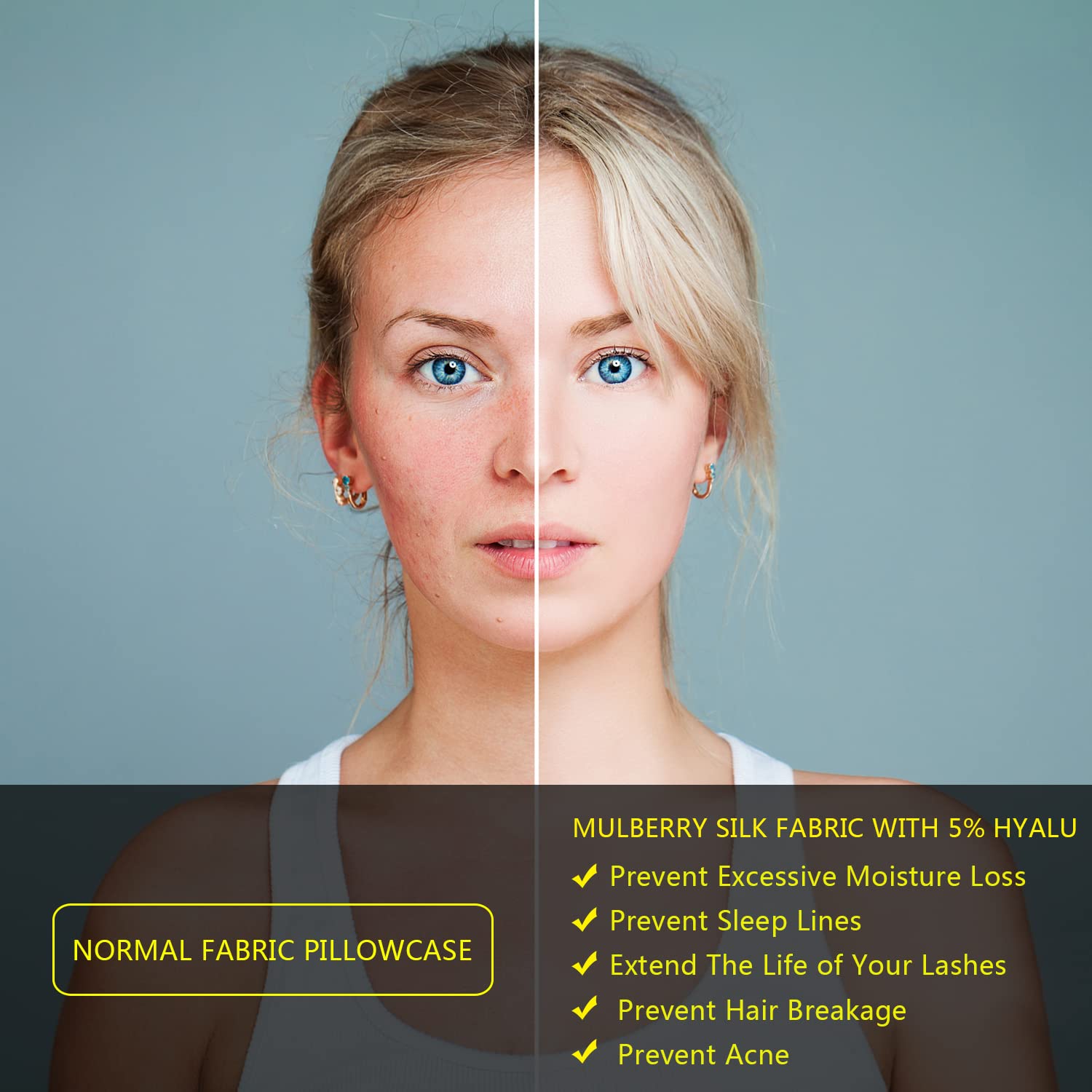 DKBslik taies posées sur lit montrant finition satinée